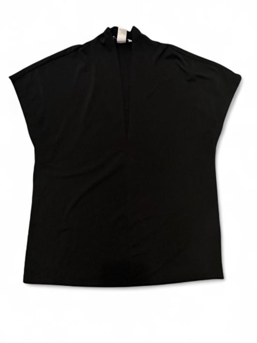 H&M Black Short-Sleeve Mock Neck Top with Keyhole